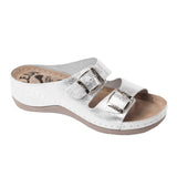 LEDI 404-S1 Leather Clogs for Women - Silver