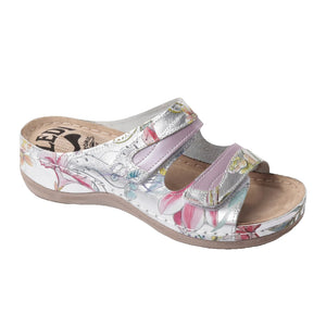 LEDI 412-D1 Leather Clogs for Women - Flower