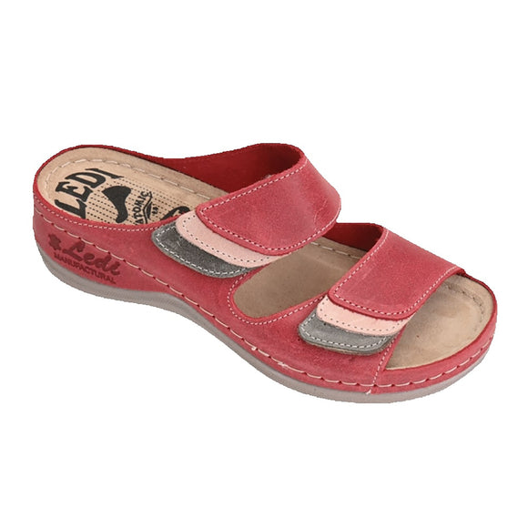 LEDI 425-OR61 Leather Clogs for Women - Dark Red