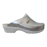 LEDI Anatomic 500 Leather Slip-on Womens Comfort Mule Clogs Slippers Shoes - Silver