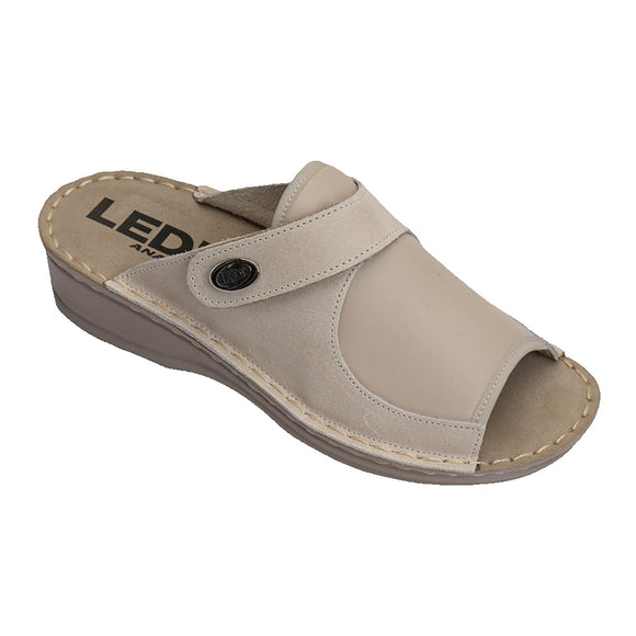 LEDI 611-BE Leather Clogs for Women - Beige