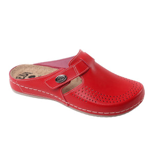 LEDI 710-24 Leather Clogs for Women - Red