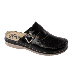 LEDI 802-10 Leather Clogs for Men - Black