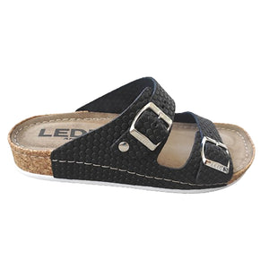 LEDI Anatomic 92-D5 Leather Slip-on Womens Comfort Sandals Clogs, Black