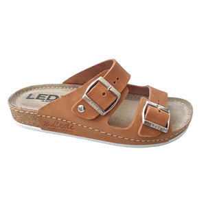 LEDI Anatomic 92-NB1 Leather Slip-on Womens Comfort Sandals Clogs, Rust Brown