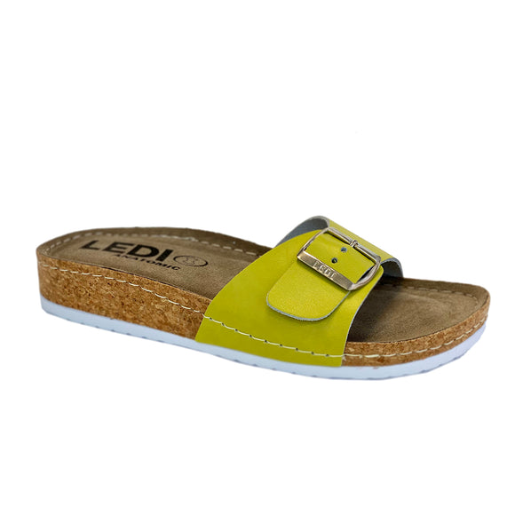 LEDI Anatomic 94-NEO Leather Slip-on Womens Comfort Sandals Clogs, Yellow