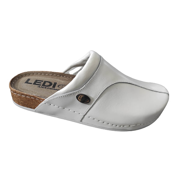 LEDI Anatomic 95-18 Leather Slip-on Womens Comfort Sandals Clogs, White