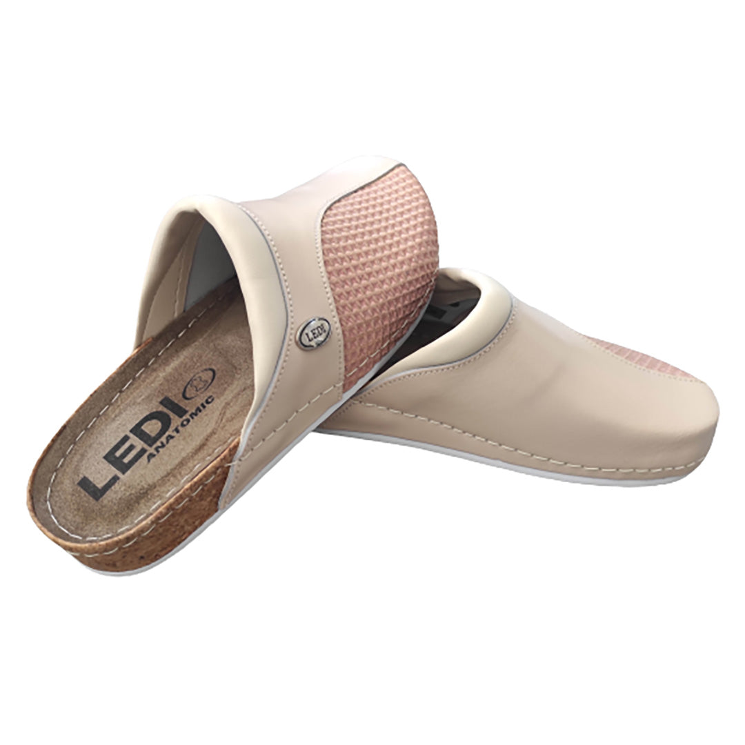 Sandales Mules Ledi 425 En Cuir Véritable Pour Femme - Talon 4.5 Cm, Semelle Anatomique PU, Réglables Par Velcro