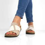 BATZ MARINA Leather Sandal Clogs for Women - Beige