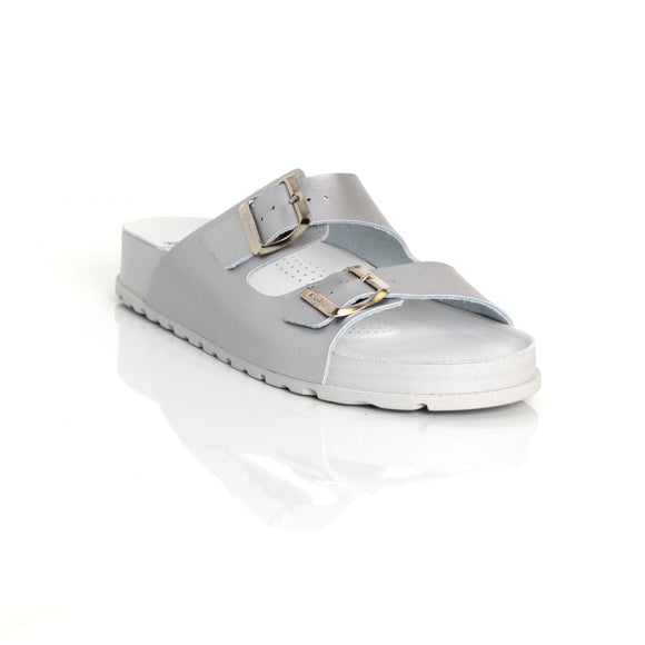 BATZ ZAMIRA Leather Sandal Clogs for Women - Silver