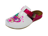 Dr Punto Rosso BRIL Y77 Leather Clogs for Women - White-Pink-Owl
