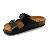 LEON 4010 Leather Sandal Clogs for Women - Black