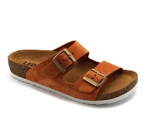 LEON 4010 Leather Sandal Clogs for Women - Orange