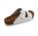 LEON 4010 Leather Sandal Clogs for Women - White