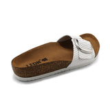 LEON 4020 Leather Sandal Clogs for Women - White