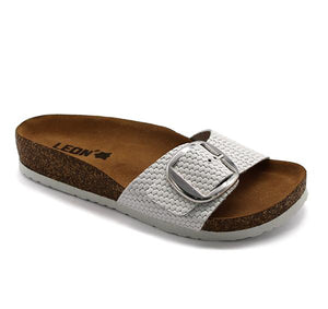 LEON 4020 Leather Sandal Clogs for Women - White