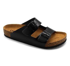 LEON 4703 Leather Sandal Clogs for Men - Black