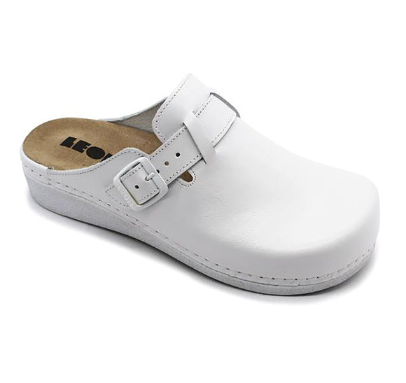 LEON 5000 Leather Clogs for Women - White