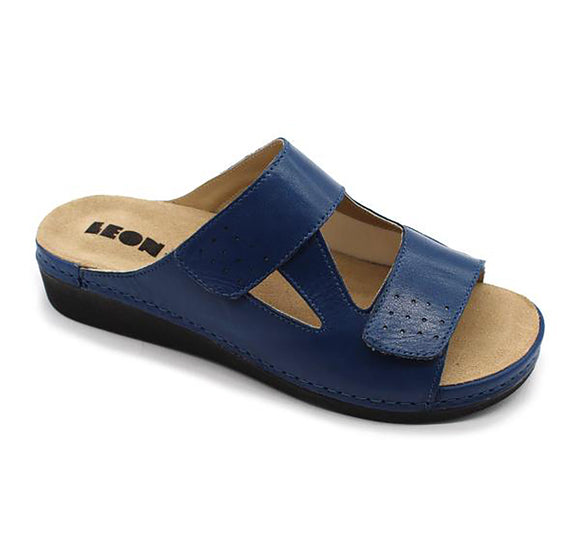 LEON 5010 Leather Clogs for Women - Blue