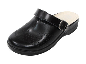 Dr Punto Rosso Medical Comfort 712SBR Leather Clogs for Men - Black