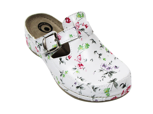 Dr Punto Rosso D235A1 Clogs for Women - Flower-White