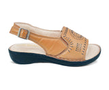 Rajax SW-2038 Leather Sandals for Women - Light Brown
