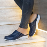Batz FC12 Leather Sandal Clogs for Women - blue
